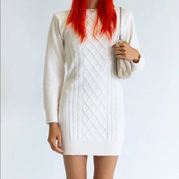 Princess Polly Don’t Go Back Mini Sweater Dress Beige - XS/S - Picture 1 of 6